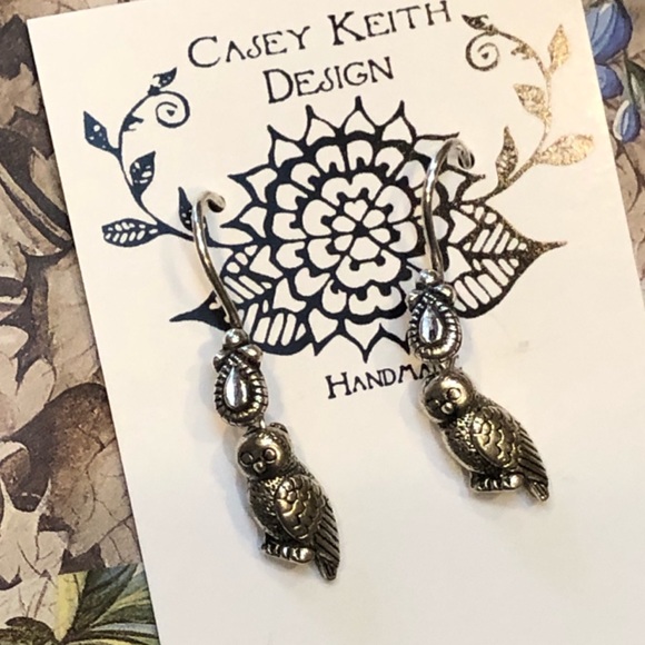 Silver Owl Earrings - Picture 3 of 8